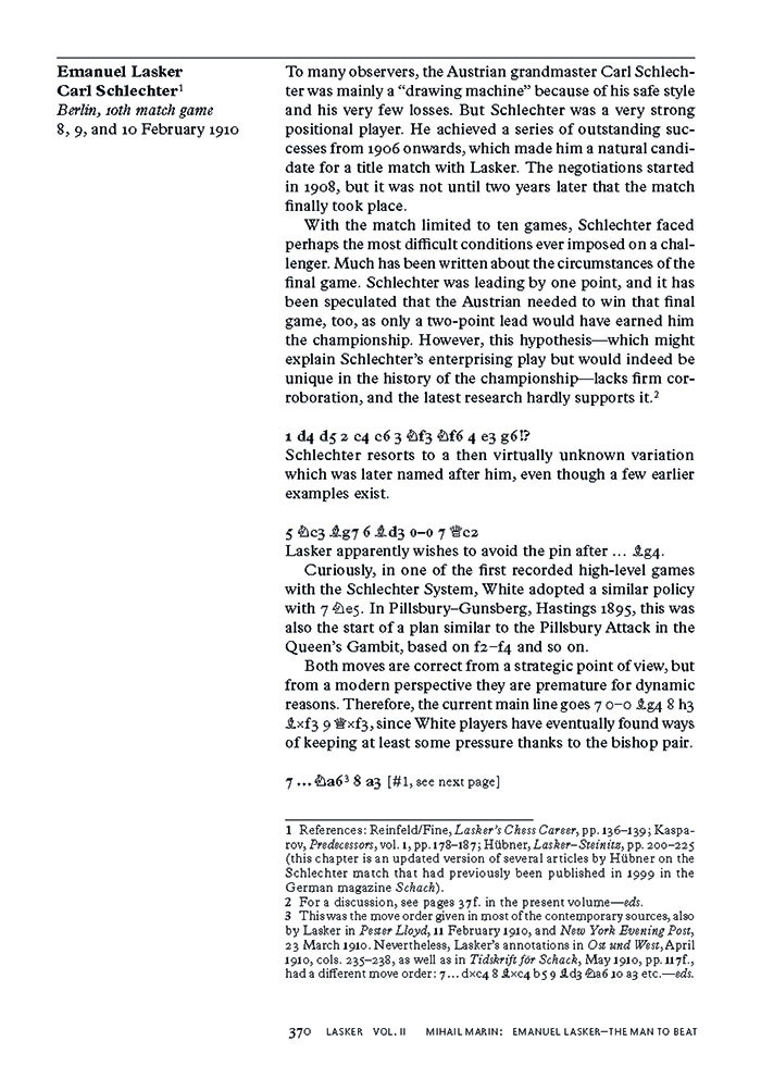 Lasker-Negele_Seite_14 Buchseite: Lasker vs. Schlechter, Text und Schachnotation