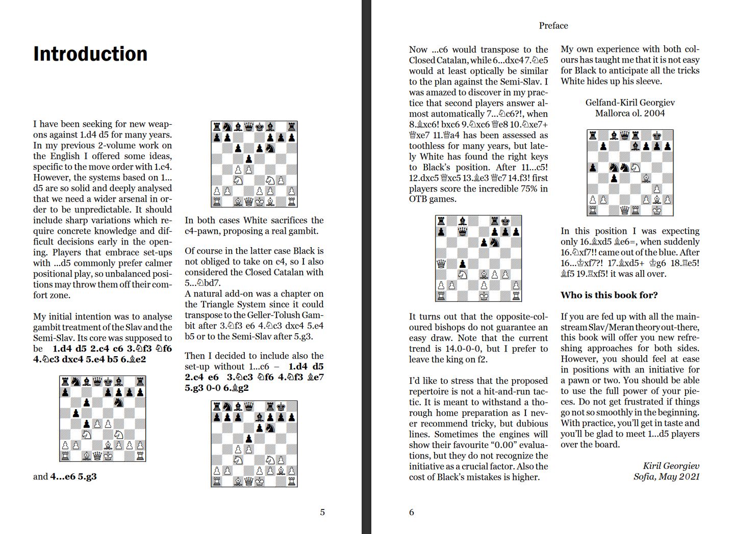 Doppelseite eines Schachbuchs mit Einführung und Diagrammen