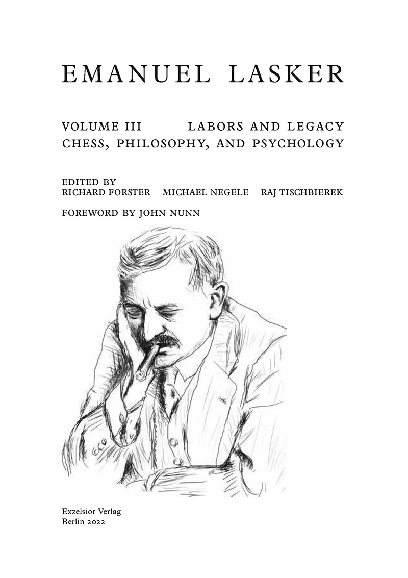 Forster_Lasker_001F7IPjGPy4BaB8 Buchdeckel mit Titel und Skizze eines Mannes mit Zigarre