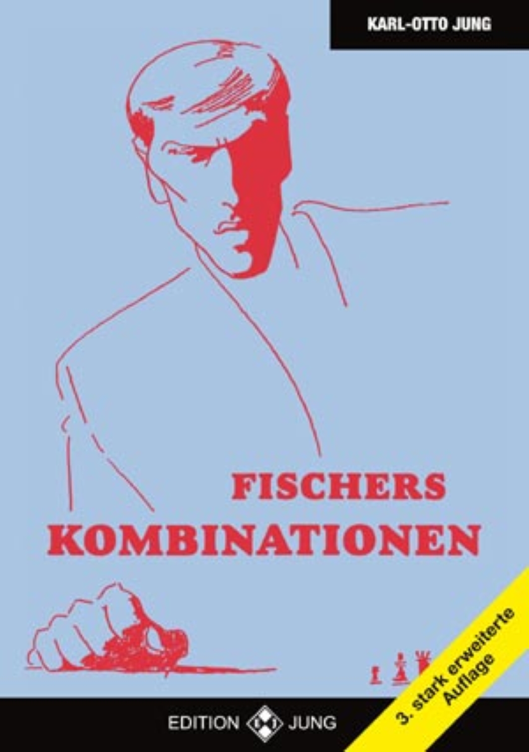 Jung: Fischers Kombinationen Hellblaues Buchcover mit rotem Porträt und Titel