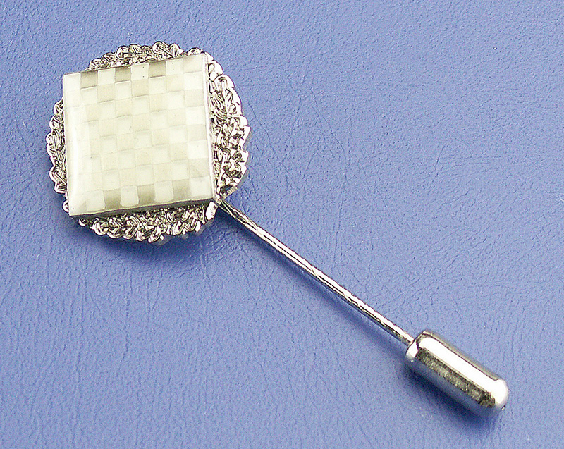 Anstecknadel-Brett-Silber Anstecknadel mit Perlmutt-Quadrat und Silberrand